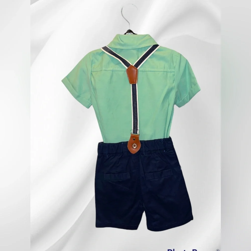 Boys Suspender Shorts with Bow tie -NWOT